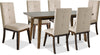 Chelsea 7pc Dining Set with Table & 6 Taupe Chairs, 60\"W - Walnut Brown