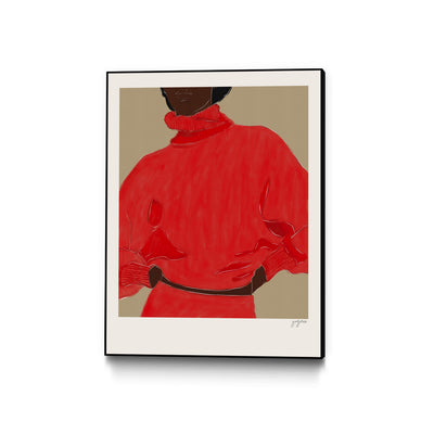 "Woman In Red" Canvas Framed Black 30x40 Wall Art