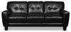 Curt 85\" Genuine Leather Sofa with Button Tufting - Black