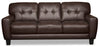 Curt 85\" Genuine Leather Sofa with Button Tufting - Brown