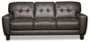 Curt 85\" Genuine Leather Sofa with Button Tufting - Grey