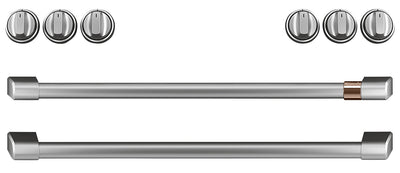Café Gas Range Brushed Stainless Steel Knobs and Handles Set - CXFCGHKPMSS - Accessory Kit in Brushed Stainless