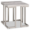Jesse 22\" Modern End Table - Grey and Pewter with Metal Base