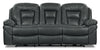 Leo 87.5\" Leather-Look Fabric Power Reclining Sofa - Grey
