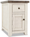 Madison 16\" Rustic Chairside Table with Storage - White Wood