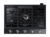 Samsung 30\" 5-Burner Smart Gas Cooktop with 22K BTU Dual Power Burner + Griddle & Wok Grate - Black Stainless Steel - NA30N7755TG/AA