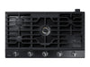 Samsung 36\" 5-Burner Smart Gas Cooktop with 22K BTU Dual Power Burner + Griddle & Wok Grate - Black Stainless Steel - NA36N7755TG/AA