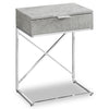 Spain 18.25\" C-Shaped Chairside Table with Drawer - Grey & Chrome