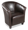 Ethan 31\" Faux Leather Tub-Style Accent Chair with Wood Legs - Brown
