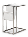 Durham 19\" C-Shaped Accent Table with Glass Top - Chrome