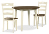 Woodanville 3pc Drop-Leaf Dining Set with Table & 2 Chairs, 40.5\"W Round - Two Tone White & Brown
