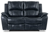 Kory Leather-Look Fabric Reclining Loveseat – Dark Blue