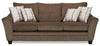 Made in Canada Febe 100\" Chenille Fabric Sofa with Flared Arms and Accent Pillows - Brown