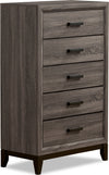 Kate Bedroom Chest of Drawers, 5-Drawer, 31.1\"W x 50.4\"H - Grey/Brown