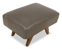 Kai Genuine Leather Ottoman – Grey