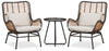 Maki 3-Piece Outdoor Patio Conversation Set with 2 Chairs & Round Metal End Table - Hand-Woven Resin Wicker, UV & Weather Resistant - Natural