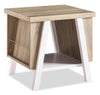 Malik 22\" Modern End Table with Storage and Shelf - White and Light Brown