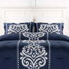 Navy Damask 3-Piece King Comforter Set