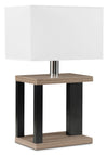 Dark Taupe Table Lamp with Black Accents and White Shade