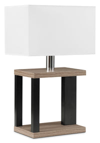 Dark Taupe Table Lamp with Black Accents and White Shade