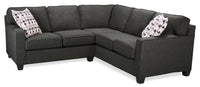 Made in Canada Sawyer 2-Piece Linen-Look Fabric Sectional with Reversible Cushions - Charcoal Grey