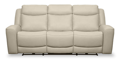 Scott Living Prescott 88.5" Genuine Leather Power Reclining Sofa with Power Headrests - Platinum Grey | Sofa à inclinaison électrique Prescott de Scott Living de 88,5 po en cuir véritable avec appuie-têtes électriques - gris platine