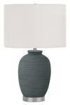 24\" Blue with Silver Base Ceramic Table Lamp