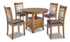 Dena 5pc Dining Set with Table & 4 Chairs, 42-60\"W Extension, Round - Oak Brown