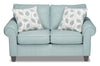Made in Canada Scarlett 64\" Chenille Fabric Loveseat with Rolled Arms and Accent Pillows - Marine Blue
