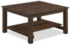 Jordi 31.5\" Traditional Coffee Table with Shelf - Brown Walnut Finish Wood
