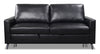 Wilson 77.5\" Leather-Look Fabric Sleeper Sofa with Drop-Down Back Cushions and Metal Legs - Black
