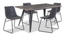 Amos 5pc Dining Set with Table & 4 Chairs, Metal, 60\"W - Grey