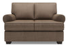Made in Canada Customizable Sofa Lab Roll 64\" Linen-Look Fabric Loveseat with Rolled Arms - Luna Praline Brown