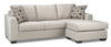 Made in Canada Nina 2-Piece Linen-Look Fabric Reversible Sectional with Accent Pillows - Taupe