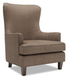 Made in Canada Sofa Lab Customizable Wingback 32\" Linen-Look Fabric Accent Chair - Luna Praline Brown