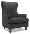Made in Canada Sofa Lab Customizable Wingback 32\" Linen-Look Fabric Accent Chair - Pax Pepper Grey