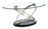 Vikki 48\" Modern Oval Glass Top Coffee Table - Glass with Metal Base