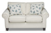 Made in Canada Scarlett 64\" Chenille Fabric Loveseat with Rolled Arms and Accent Pillows - Ecru Beige