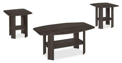 Everest 35.5" Rustic 3-Pack Coffee + 2 End Tables with Shelf - Brown Oak |Ensemble 3 tables rustiques Everest de 35,5 po (table à café et 2 tables de bout) avec tablette - chêne brun