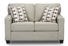 Made in Canada Sawyer 57\" Linen-Look Fabric Loveseat with Reversible Cushions and Accent Pillows - Light Grey