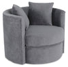 Made in Canada Petite 36\" Chenille Fabric Swivel Cuddler Accent Chair - Plush Thunder Grey