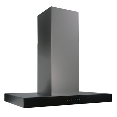 Venmar Ispira 36" Chimney Range Hood - WCB3I36BLSB - Range Hood in Black Stainless Steel with Black Glass