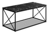 Millie 40.5\" Modern Coffee Table - Black Marble Look with Black Metal Base