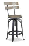 Axel Barstool with Swivel & Adjustable Seat, Slat-Back, Metal - Brown