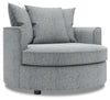 Made in Canada Sofa Lab Customizable Cuddler 48\" Linen-Look Fabric Accent Chair - Luna Pewter Grey