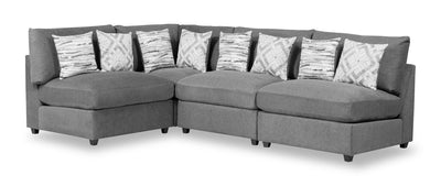 Scott Living Evolve Modular 4-Piece Linen-Look Fabric Sectional with Feather Down Cushions - Charcoal Grey | Sofa sectionnel modulaire Evolve de Scott Living 4 pièces en tissu d’apparence lin avec coussins en duvet et plumes - gris anthracite