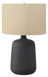 24\" Black Ceramic with Beige Shade Table Lamp