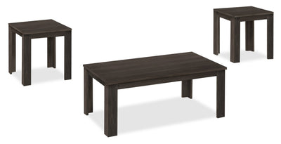 Remy 44" Traditional 3-Pack Coffee + 2 End Tables - Black Brown |Ensemble 3 tables traditionnelles Remy de 44 po (table à café et 2 tables de bout) - brun-noir