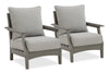 Cape Outdoor Patio Set of 2 Chairs - High Density Plastic & Nuvella Fabric , UV & Weather Resistant - Grey