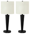 24\" Black Metal 2-Piece Set, with Two Table Lamps and USB Charging